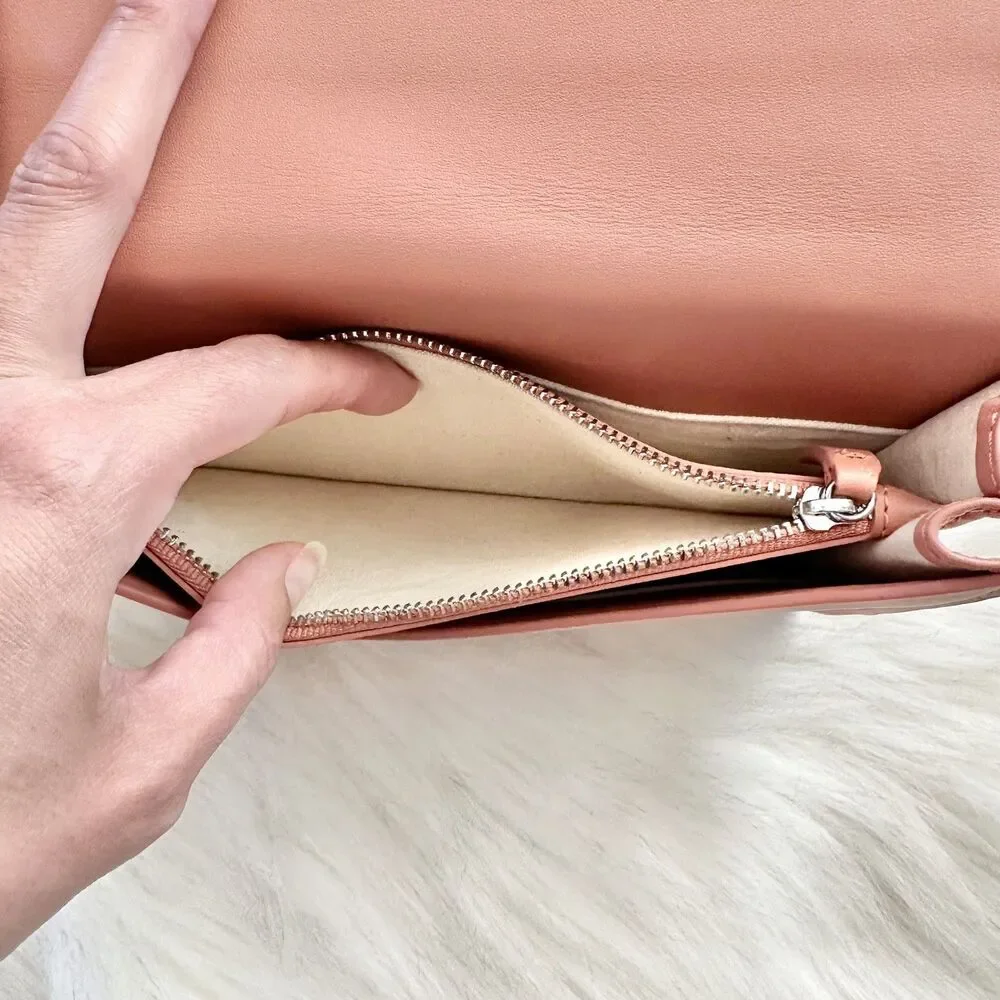 Baggu Leather Compact Purse Crossbody in Terracotta Pink